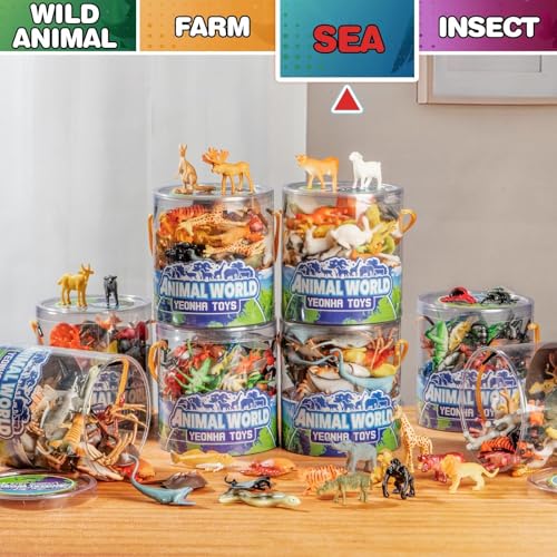 Yeonhatoys Sea Animals Toys with Gift Box, 48 Piece Mini Vinyl Plastic Ocean Animal Figure, Sea Creatures Themed Sensory Bins, School Project, Birthday Cupcake Topper Party Supplies, Preschool Toys for Kids - Image 3