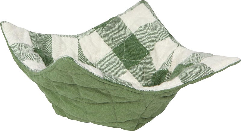 Now Designs Quilted Bowl Cozy Elm Green Buffalo Check W9 x L9 x H2in - Image 1