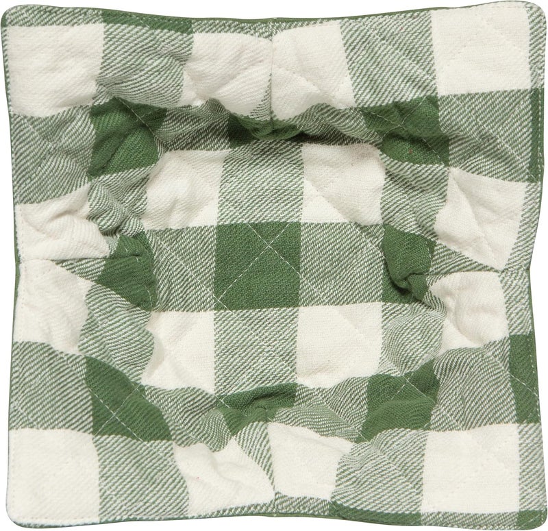 Now Designs Quilted Bowl Cozy Elm Green Buffalo Check W9 x L9 x H2in - Image 2