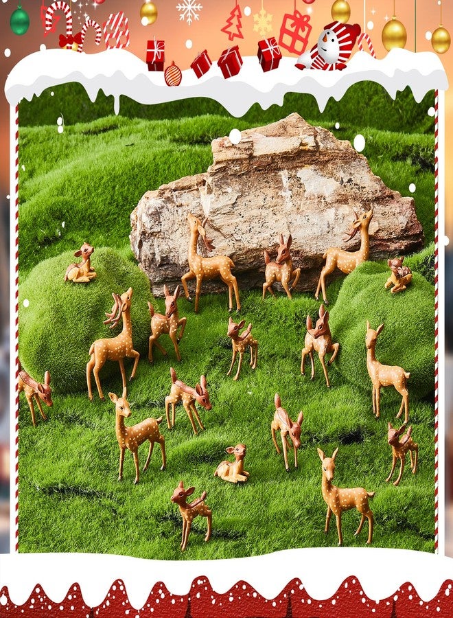Sawysine 18 Pcs Miniature Deer Figurines Forest Animals Figures Woodland Animals Creatures Figurines Deer Family Figurine for Crafts Christmas Garden Decoration Cake Topper Deers Toys Gifts - Image 3
