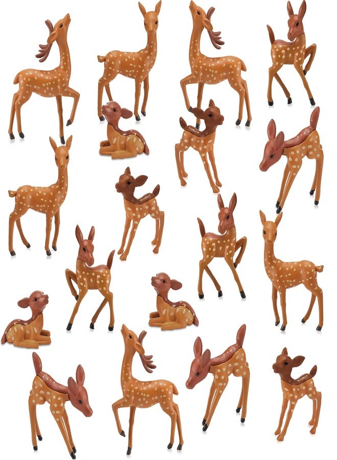Sawysine 18 Pcs Miniature Deer Figurines Forest Animals Figures Woodland Animals Creatures Figurines Deer Family Figurine for Crafts Christmas Garden Decoration Cake Topper Deers Toys Gifts - Image 1