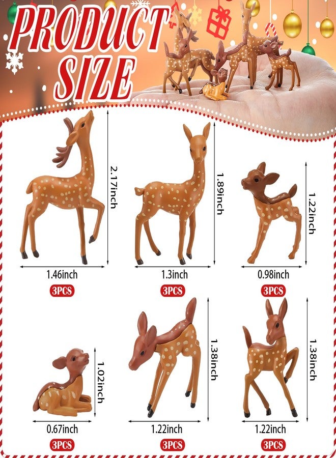 Sawysine 18 Pcs Miniature Deer Figurines Forest Animals Figures Woodland Animals Creatures Figurines Deer Family Figurine for Crafts Christmas Garden Decoration Cake Topper Deers Toys Gifts - Image 2