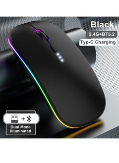 نكومي ماوس بلوتوث لاسلكي LED RGB، بلوتوث 5.1 + USB، ماوس بلوتوث لاسلكي صامت قابل لإعادة الشحن بسرعة 2.4 جيجاهرتز، فأرة كمبيوتر مع مستقبل USB  - Image 4