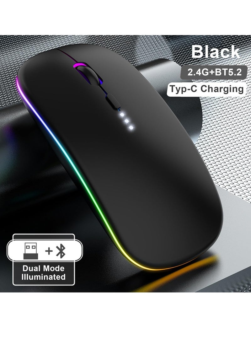 Necomi LED RGB Wireless Bluetooth Mouse, Bluetooth 5.1 + USB, 2.4GHz Rechargeable Silent Bluetooth Wireless Mouse, Computer Mice with USB Receiver  - Image 4