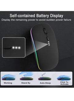 نكومي ماوس بلوتوث لاسلكي LED RGB، بلوتوث 5.1 + USB، ماوس بلوتوث لاسلكي صامت قابل لإعادة الشحن بسرعة 2.4 جيجاهرتز، فأرة كمبيوتر مع مستقبل USB  - Image 2
