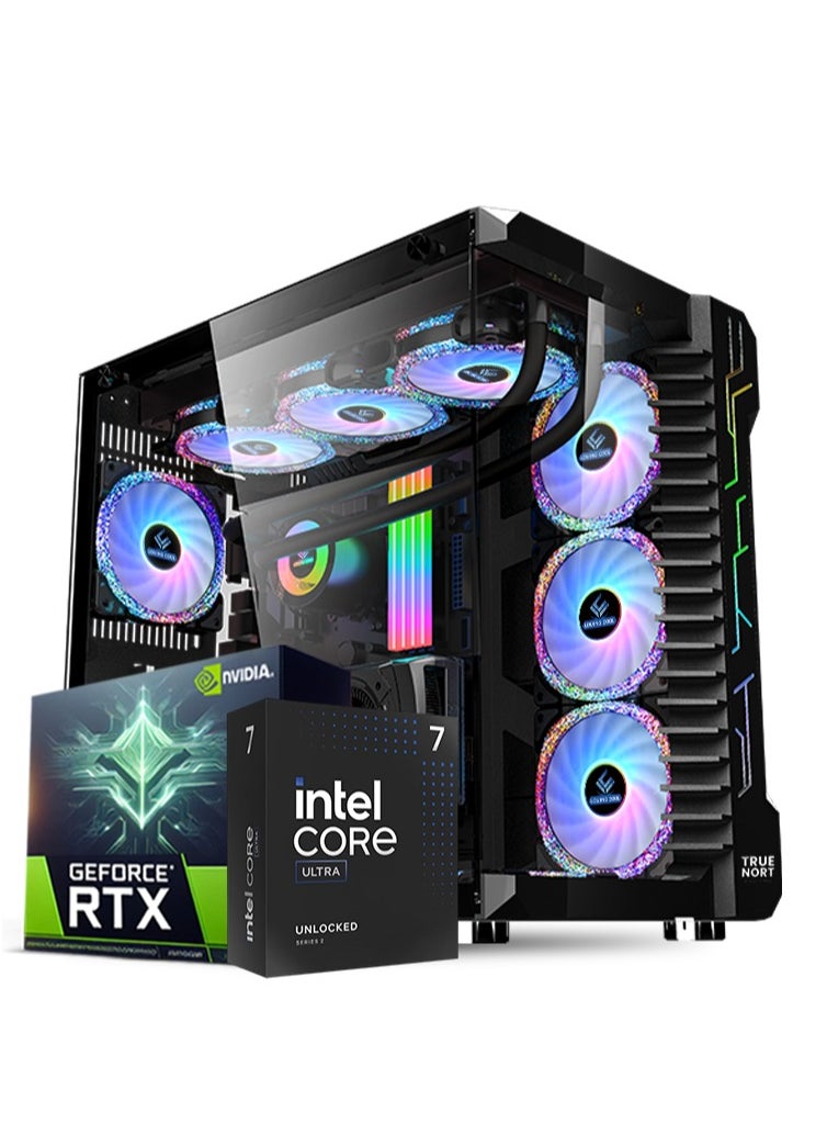 Truenort EclipseX  Gaming PC,  Intel Ultra7  Processor (CPU) | RTX 5070 Ti Graphics Card (GPU) | 32GB RAM Memory | 2TB SSD Storage | Windows 11 Pro | True Nort Gaming Case Black  - Image 1