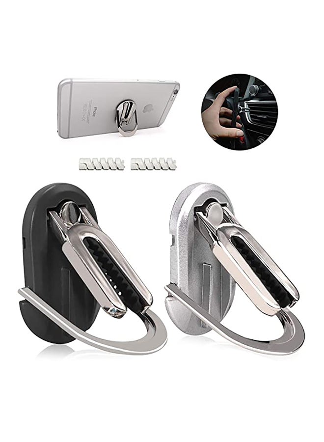 Multipurpose 360 Degree Car Air Vent Grip Mount Stand Rotation Magnetic Finger Ring Phone Holder Bracket Silver - Image 3