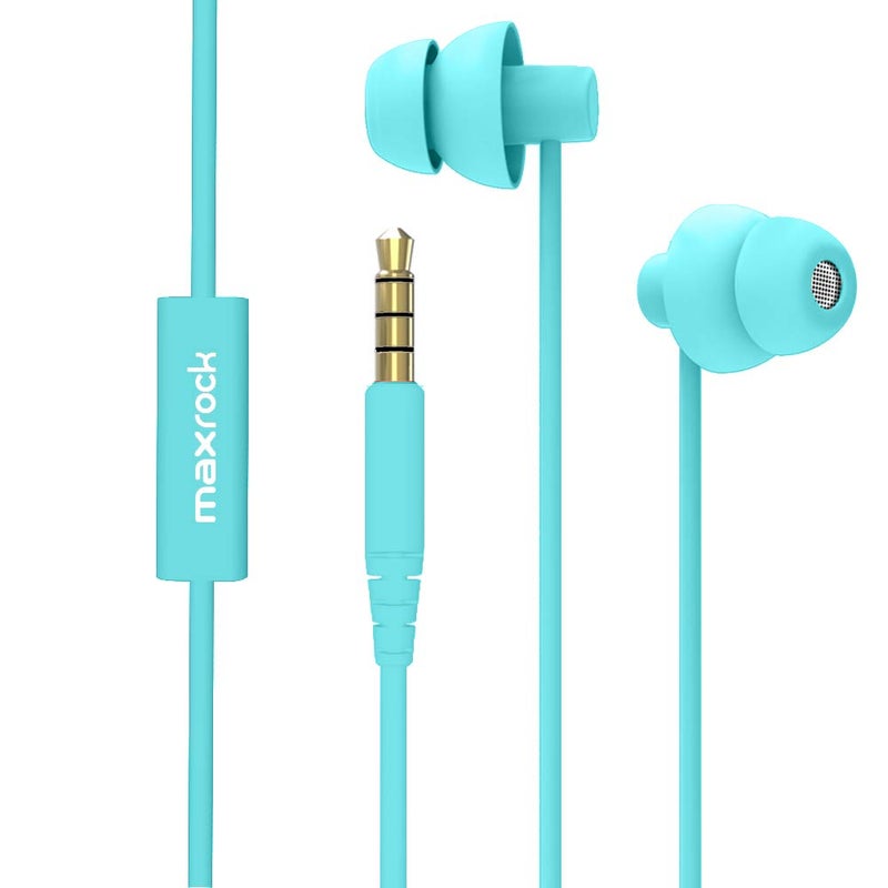 MAXROCK Sleep EarbudsUltra Soft Lightweight Sleep Earphones Headphones with Volume Control and Mic for Insomnia Side Sleeper Snoring Air Travel Meditation Relaxation Acid Blue - Image 3