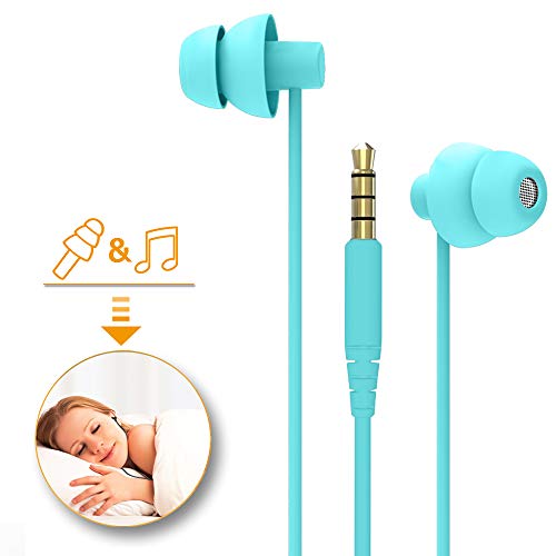 MAXROCK Sleep EarbudsUltra Soft Lightweight Sleep Earphones Headphones with Volume Control and Mic for Insomnia Side Sleeper Snoring Air Travel Meditation Relaxation Acid Blue - Image 5