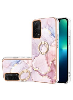 HuHa Case Cover For OPPO A74 5G / A93 5G / A54 5G / A93s 5G Electroplating Marble Pattern IMD TPU Phone Case with Ring Holder Rose Gold 005 