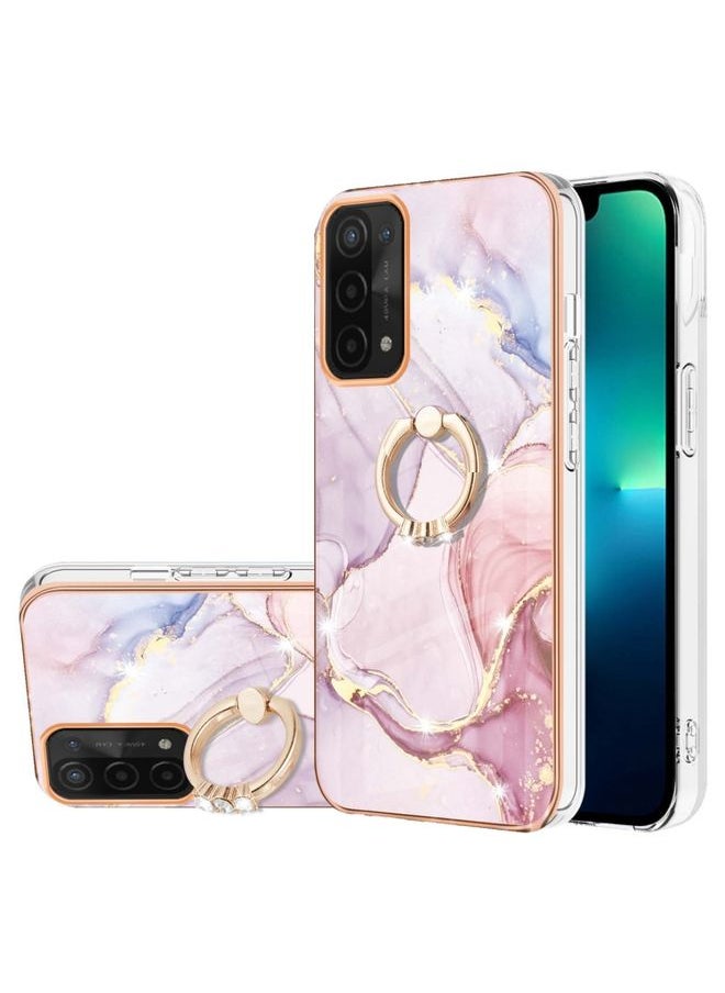 HuHa - Case Cover For OPPO A74 5G / A93 5G / A54 5G / A93s 5G Electroplating Marble Pattern IMD TPU Phone Case with Ring Holder Rose Gold 005 - Image 1