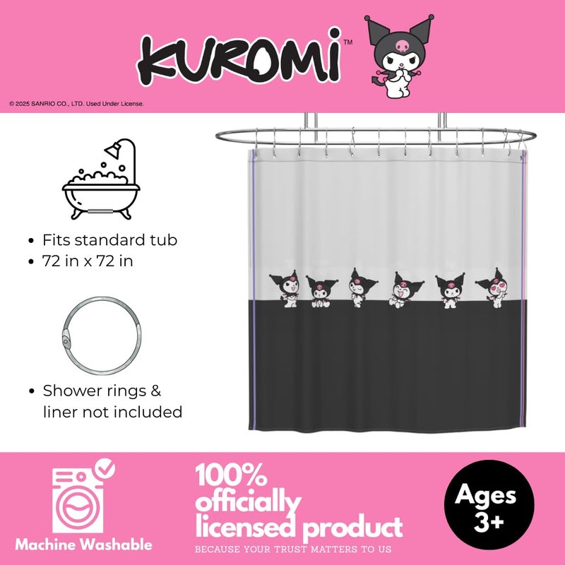 Franco Collectibles Sanrio Kuromi Bath Microfiber Shower Curtain  72x72  (Officially Licensed Product) - Image 2