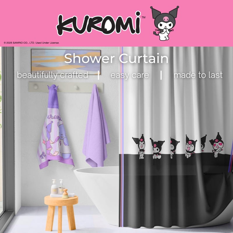 Franco Collectibles Sanrio Kuromi Bath Microfiber Shower Curtain  72x72  (Officially Licensed Product) - Image 3