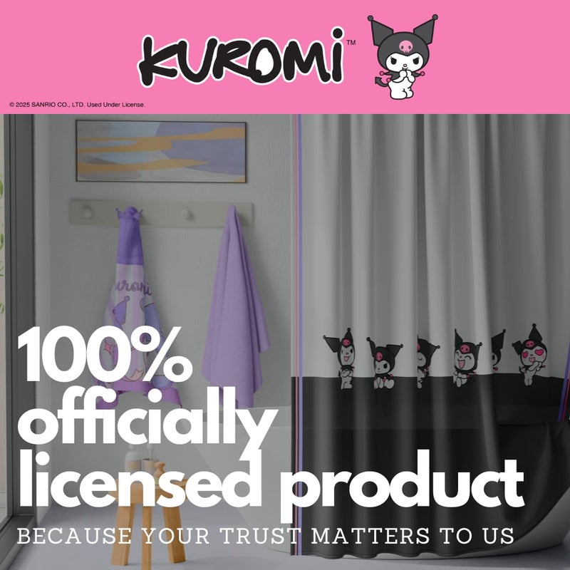 Franco Collectibles Sanrio Kuromi Bath Microfiber Shower Curtain  72x72  (Officially Licensed Product) - Image 5