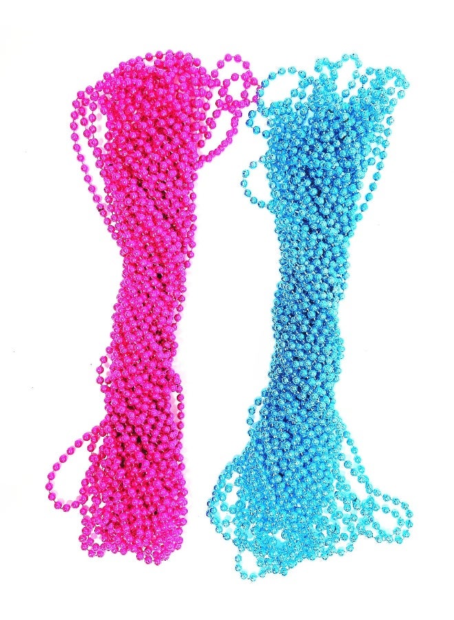6mm Baby Gender Reveal Party Beads for Baby Shower, Announcement Carnival Party Supplies 33" Light Blue Pink Plastic Party Necklaces Gender Reveal Games (18 Pcs, Blue + Pink) - Image 1