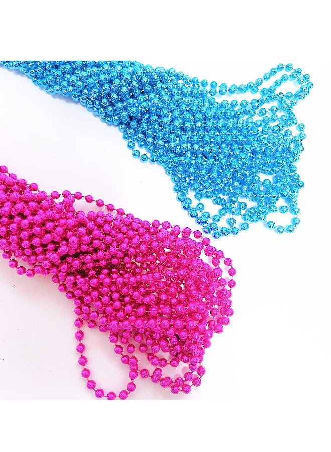 6mm Baby Gender Reveal Party Beads for Baby Shower, Announcement Carnival Party Supplies 33" Light Blue Pink Plastic Party Necklaces Gender Reveal Games (18 Pcs, Blue + Pink) - Image 2