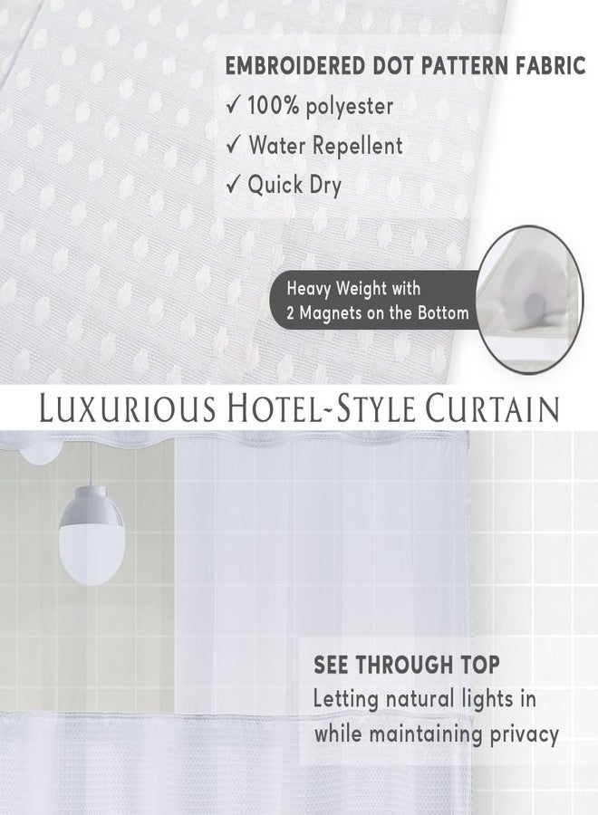 Comfecto No Hook Shower Curtain 71 x 80 Inch with Snap-in Fabric Liner, White Hotel Style Bathroom Curtain Set, Waterproof Washable Design, Easy Install No Rings Needed - Image 3