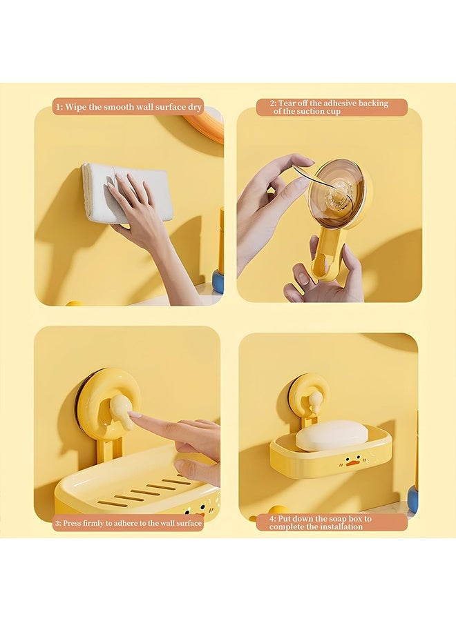 Suction Cup Soap Dish Punch-Free Bathroom Soap Dish Wall-Mounted Countertop Dual-Purpose Quick Drain Design - Image 4