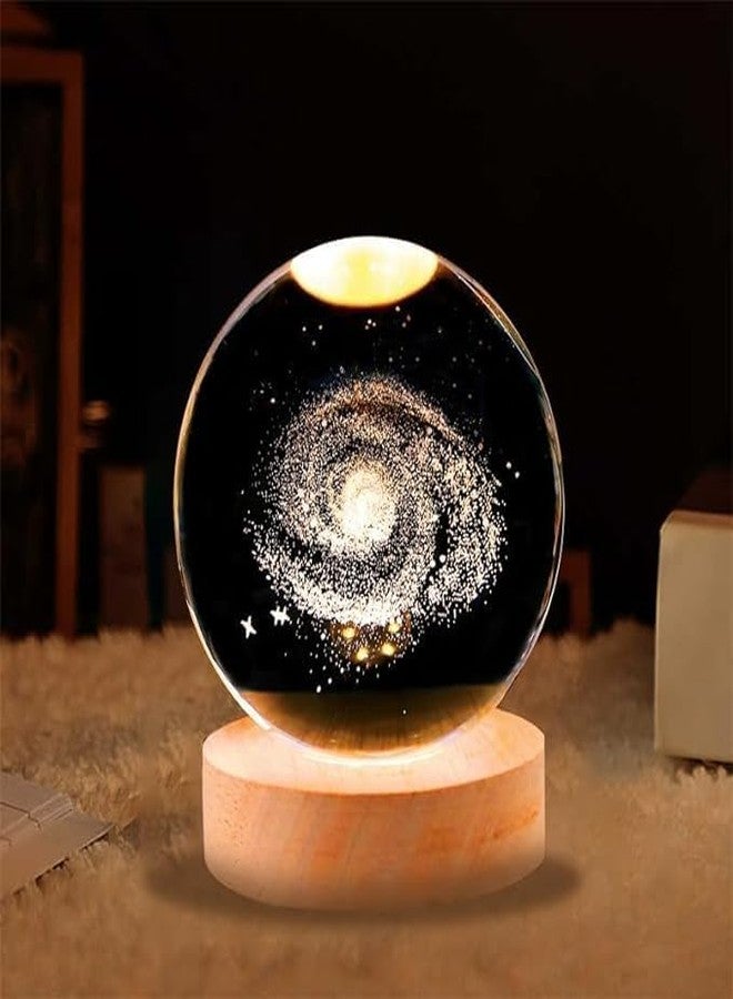Sohansh Galaxy 3D LED Night Light in Reindeer Crystal Ball Design – Featuring Wooden Base, Charming Gift for Women, Men, and Children - Image 1