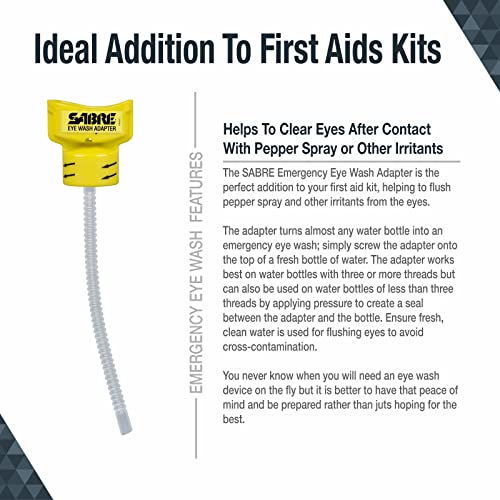 SABRE Eye Wash Adapter - Turns Water Bottle into Eye Wash Device - Flushes Contaminants from the Eye , Yellow, 2.4 oz - Image 2