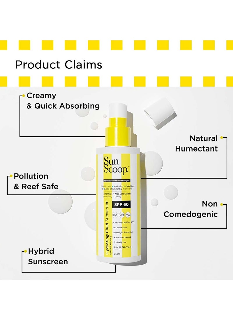 SunScoop - SunScoop Fluid Body Sunscreen Spray Spf 60, No White Cast, Protects From Uva & Uvb Rays, Hybrid, For Dry, Normal And Oily Skin Types 125 Ml (Pack Of 1) Neutral - Image 1