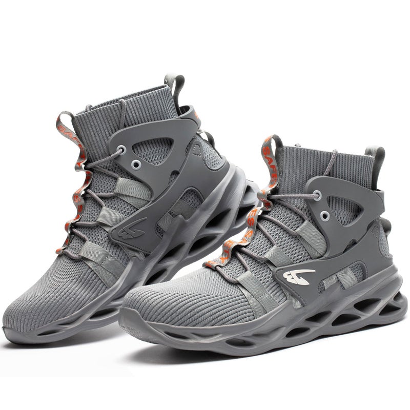 ORISTACO Work Safety Steel Toe Boots Lightweight Breathable Industrial Construction Boots High Cut 799 Grey 47