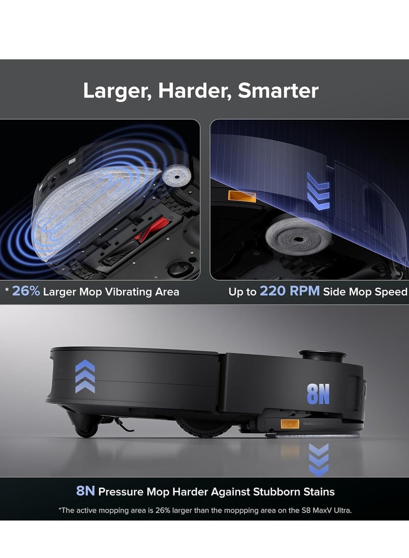 Roborock S9 MaxV Ultra with 22,000Pa Suction Power, Self-Washing Hot Mop, VibraRise 4.0, Reactive AI 3.0 Navigation, Smart Voice Control Black (S8 MaxV Ultra Upgraded Version) - Image 4