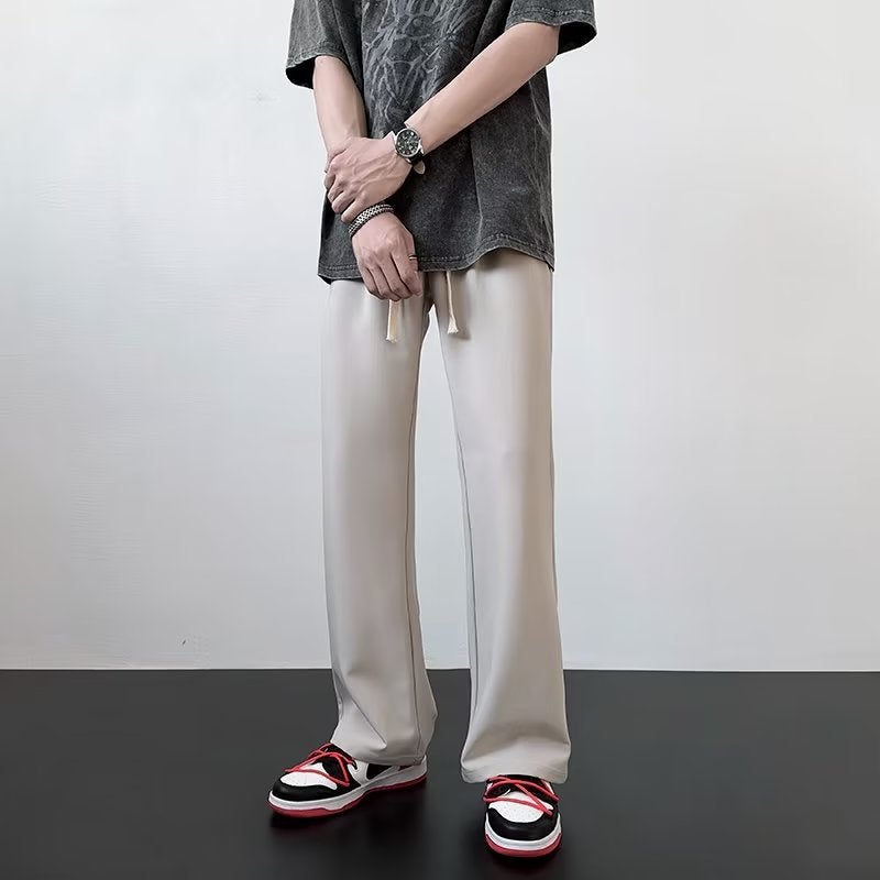 Casual Pants Men'S Hong Kong Style Ins Trendy Loose Straight Pants Men'S And Women'S Fashionable Solid Color Drape Wide-Leg Pants - Image 5