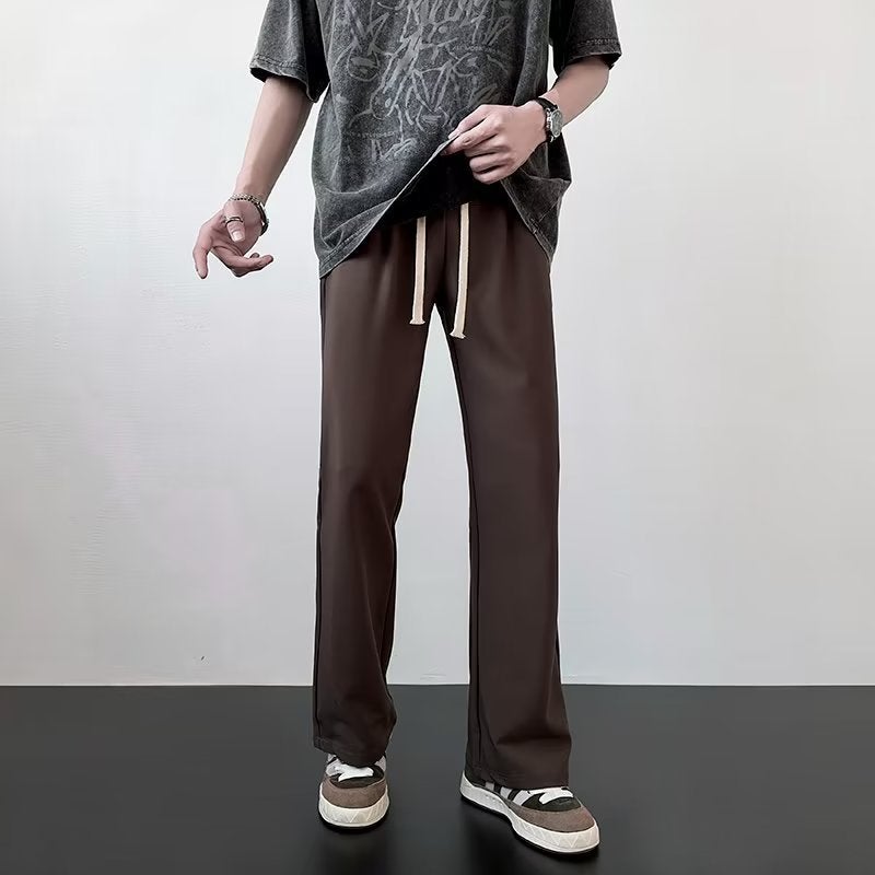 Casual Pants Men'S Hong Kong Style Ins Trendy Loose Straight Pants Men'S And Women'S Fashionable Solid Color Drape Wide-Leg Pants - Image 1
