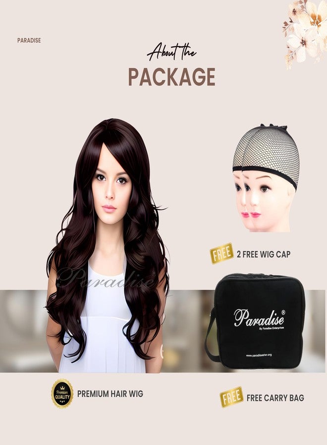 Paradise®"Curly Dark Brown Synthetic Hair Wig for Women - 30 Inch, Adjustable Strap, 3 Side Combs - (Includes 2 Wig Caps and Carry Bag)" - Image 3