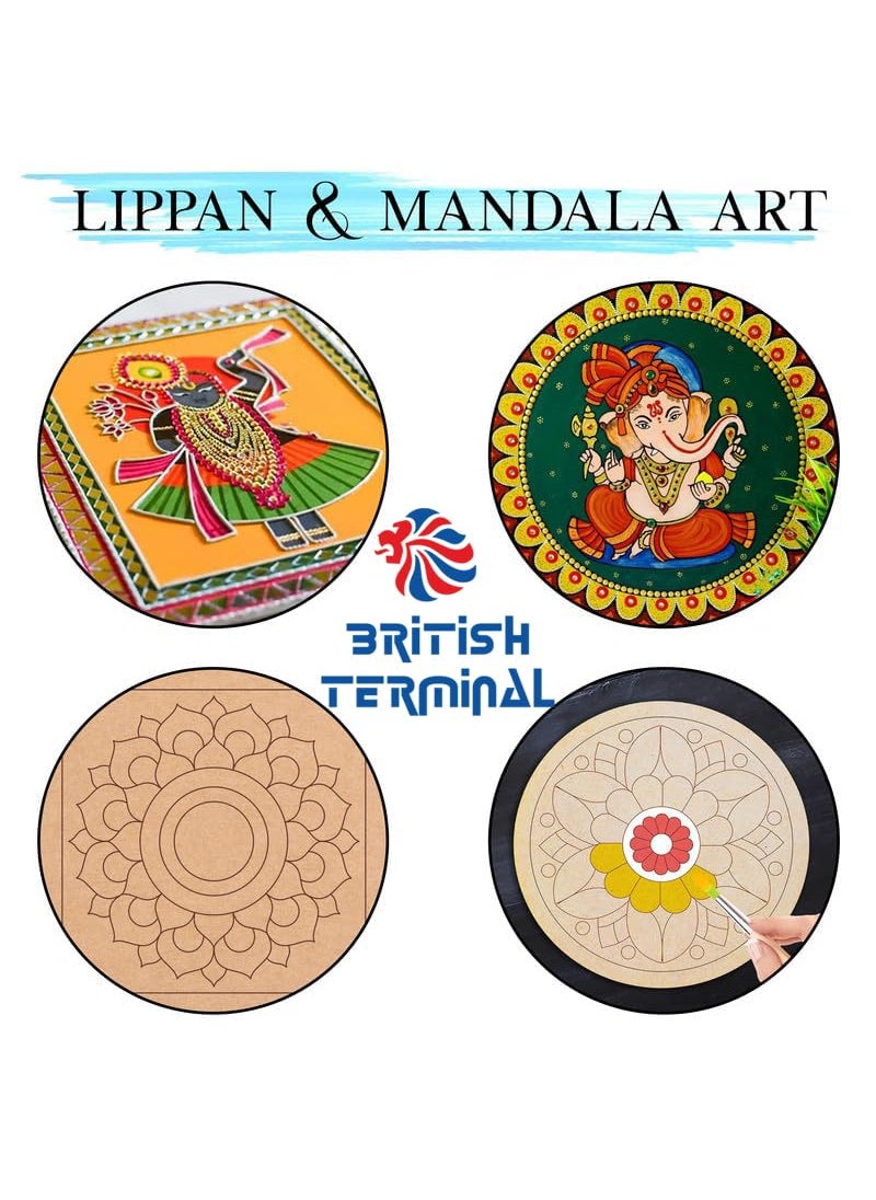 British Terminal British Terminal 2mm MDF Boards for Art Crafts Wood MDF Sheets for Craft Work Painting Resin Art Fluid Art Decoupage Mandala Art PyrographyLippandiy Cutouts l Material for Artistsstudents 4 X 12 INCH 5 PCS  - Image 5