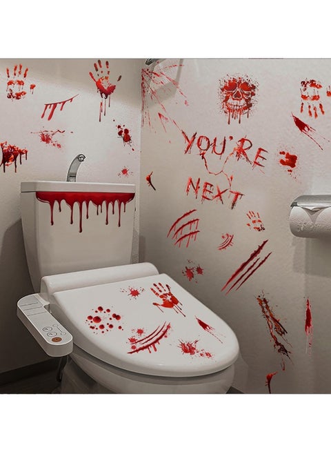 Scary Halloween Sticker, Handprints and 'You're Next' Text Stickers for Floor Window Wall and Door Decor,Stickers for Halloween Party Indoor Outdoor Room Bathroom Decoration