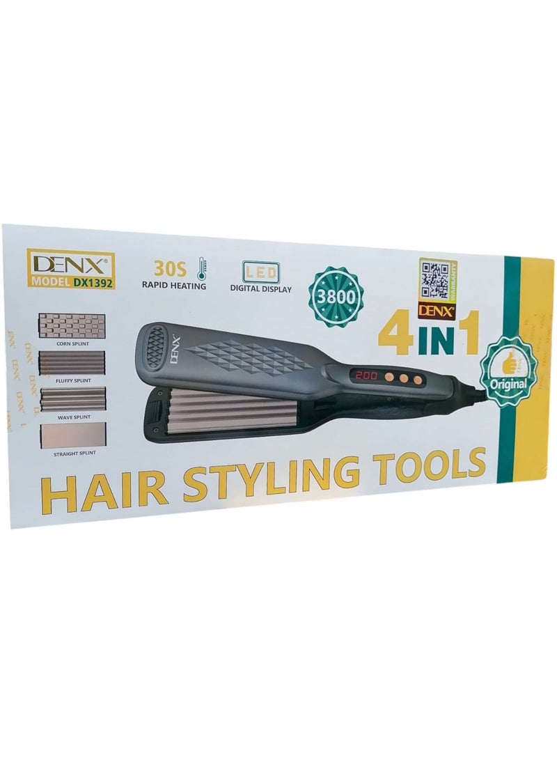 دينكس أداة تصفيف الشعر 4in1 مع أربعة ألواح القابلة للتبديل من السيراميك مكواة فرد الشعر بدرجة حرارة قابلة للتعديل للاستخدام في الصالون و المنزل - Image 4
