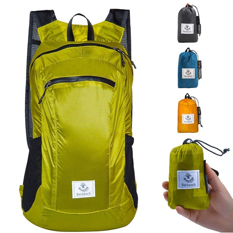 4Monster Hiking Daypack,Water Resistant Lightweight Packable Backpack For Travel Camping Outdoor (Yellow Green, 16L) - Image 1