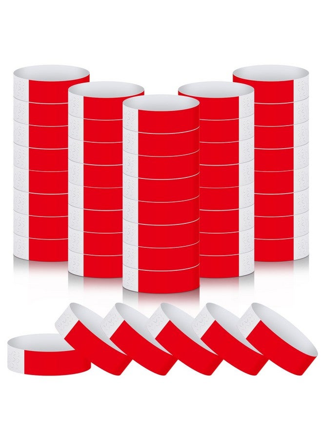 Epakh 500 Pcs Paper Wristbands Neon Wrist Bands Waterproof Hand Bands for Events Lightweight Concert Wristbands Neon Colored Adhesive Wristbands for Party (Red) - Image 1