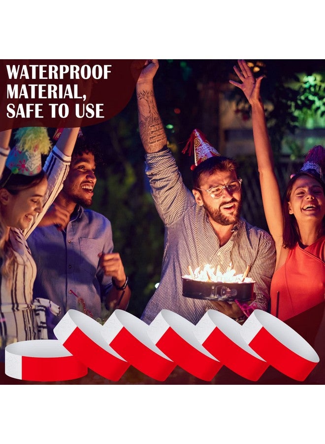 Epakh 500 Pcs Paper Wristbands Neon Wrist Bands Waterproof Hand Bands for Events Lightweight Concert Wristbands Neon Colored Adhesive Wristbands for Party (Red) - Image 5