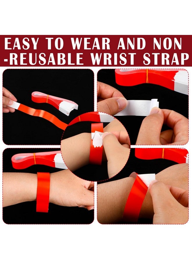 Epakh 500 Pcs Paper Wristbands Neon Wrist Bands Waterproof Hand Bands for Events Lightweight Concert Wristbands Neon Colored Adhesive Wristbands for Party (Red) - Image 3