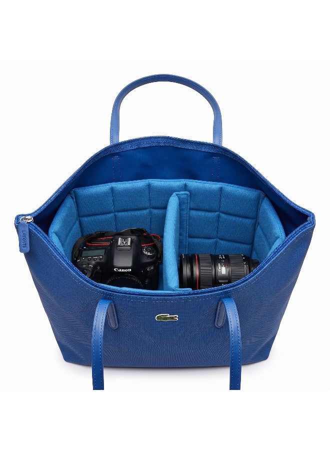 Lacoste bag Women's L12.12 Concept Fashion Versatile Large Capacity Large Size Zipper Camera Bag Handheld Shoulder Bag Tote Bag Large 45cm * 30cm * 12cm Blue - Image 5
