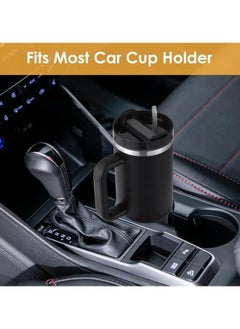 BUPY 40 oz Tumbler with Handle and Straw Lid 2-in-1 Stainless Steel Vacuum Insulated for Hot and Cold Beverages Travel Mug Gift for Car Gym Camp Home Office, Black  - Image 5