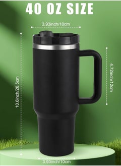BUPY 40 oz Tumbler with Handle and Straw Lid 2-in-1 Stainless Steel Vacuum Insulated for Hot and Cold Beverages Travel Mug Gift for Car Gym Camp Home Office, Black  - Image 2