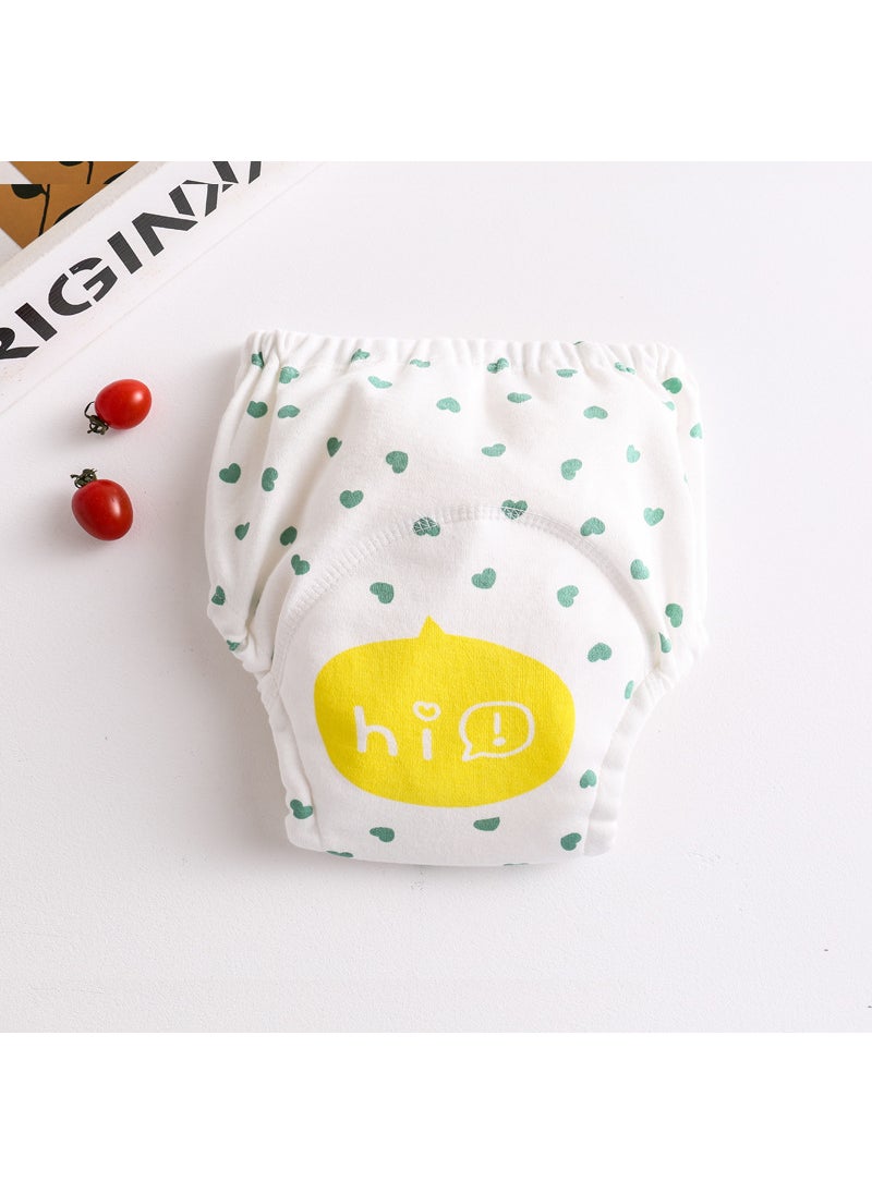 Korean 4-Layer Muslin Diaper Waterproof Reusable Cotton Training Pants for Newborn Green peach heart 