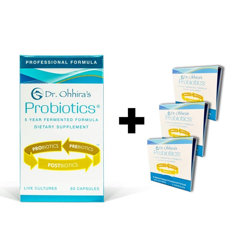 Dr Ohhiras Probiotics Professional Formula 60 Capsules with Bonus 3 Travel Size Samples 6 Capsules Bonus