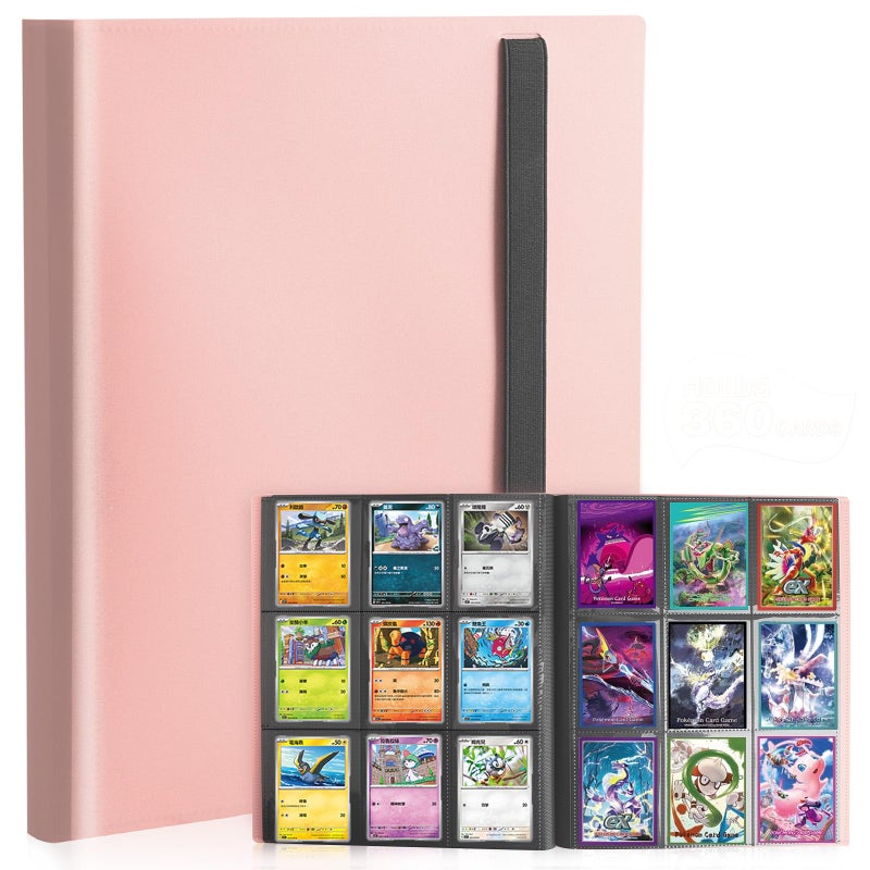 PUPTILY Card Binder 9 Pocket Trading Card Album Folder 20 Pages 360 Card Capacity Sports Card Binder Premium Card Binders Compatible with MTG TCG Baseball Cards Pink - Image 2