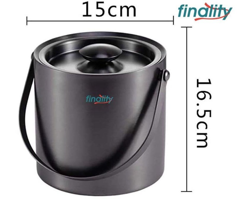finality Stainless Steel Insulated Double Walled Black Ice Bucket with Lid Handle 15L Ice Tong Keeps Ice Cold for Long Hours Bar Tools for Home Bar Accessories Mini Bar - Image 4