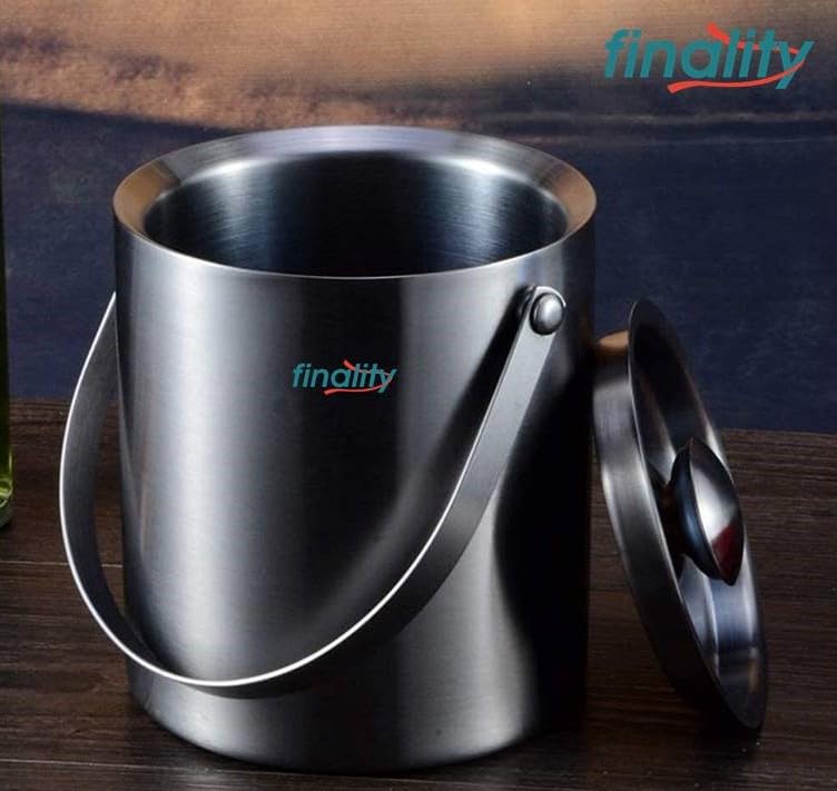 finality Stainless Steel Insulated Double Walled Black Ice Bucket with Lid Handle 15L Ice Tong Keeps Ice Cold for Long Hours Bar Tools for Home Bar Accessories Mini Bar - Image 5