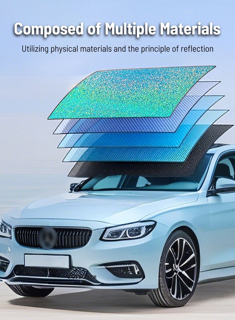 Light Weight Foldable Car Windshield Sunshade with Storage Pouch, Front Windshield Reflective Sunshade, Car Window Sunshade for Sun Heat Protection and Block UV Rays, Keep Vehicle Cooler - Image 3