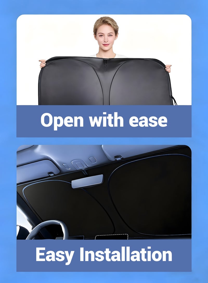 Light Weight Foldable Car Windshield Sunshade with Storage Pouch, Front Windshield Reflective Sunshade, Car Window Sunshade for Sun Heat Protection and Block UV Rays, Keep Vehicle Cooler - Image 4