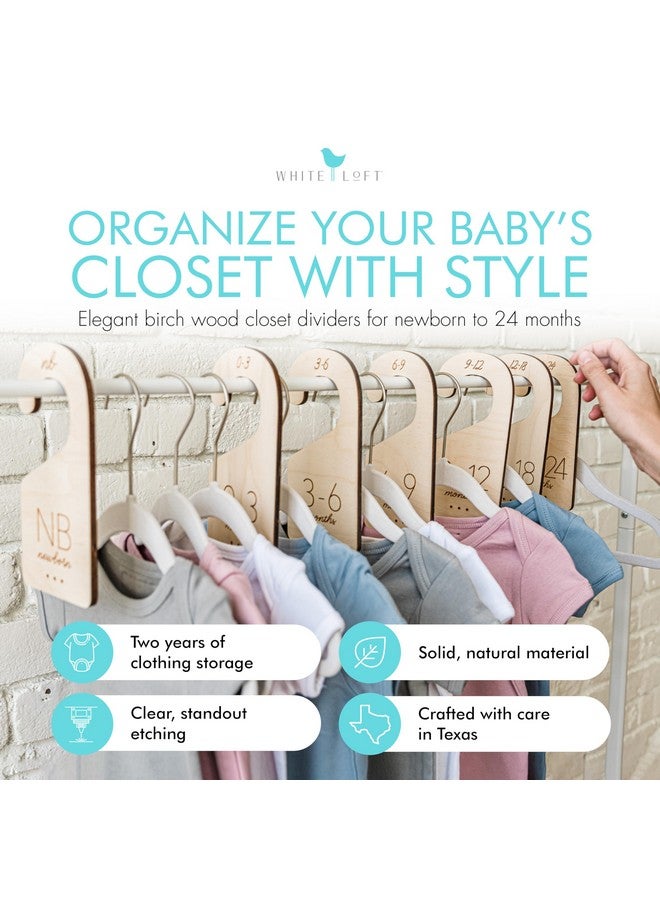White Loft Baby Clothes Dividers for Closet - Wood Size Dividers for Newborn to 24 Months, Nursery Organizer, Large 1in Letter Size (Set of 7) - Image 2