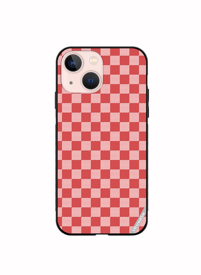 VR CREATIVE Protective Case Cover For Apple iPhone 13 mini Red Checkerboard Abstract Textured Checkers Design Multicolour - Image 1