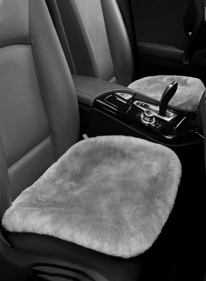 IRIWOOL Genuine Sheepskin Auto Seat Pad, Australian Soft Wool Seat Cover Breathable and Sweat-Wicking Comfort Warm Universal Fit,19.2 inch x19.2 inch (Front seat Cushion 1pc, Gray) - Image 2